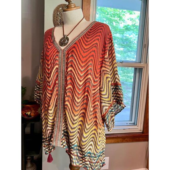 Bohemian Flowy Bright Colored Kaftan - Picture 2 of 5